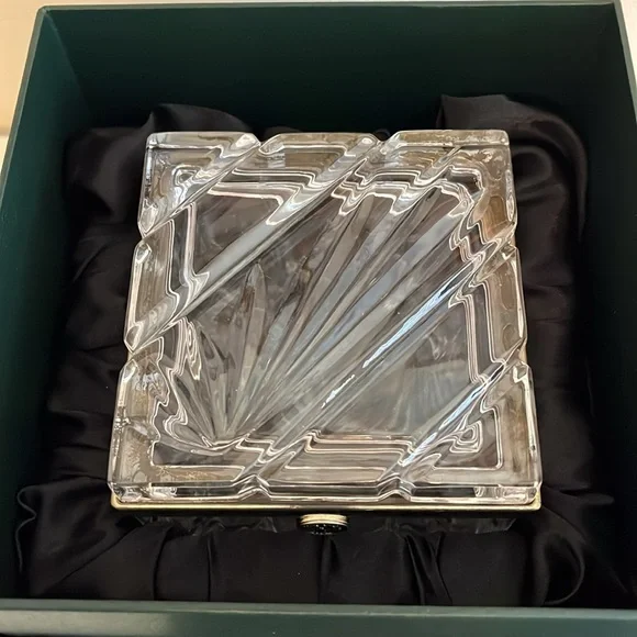 Vintage Cut Crystal Brass Hinged Jewelry Casket Box Vanity  Castilian Imports - Picture 10 of 11